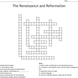 Renaissance and reformation crossword puzzle answer key